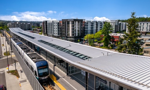 a rail station near apartments